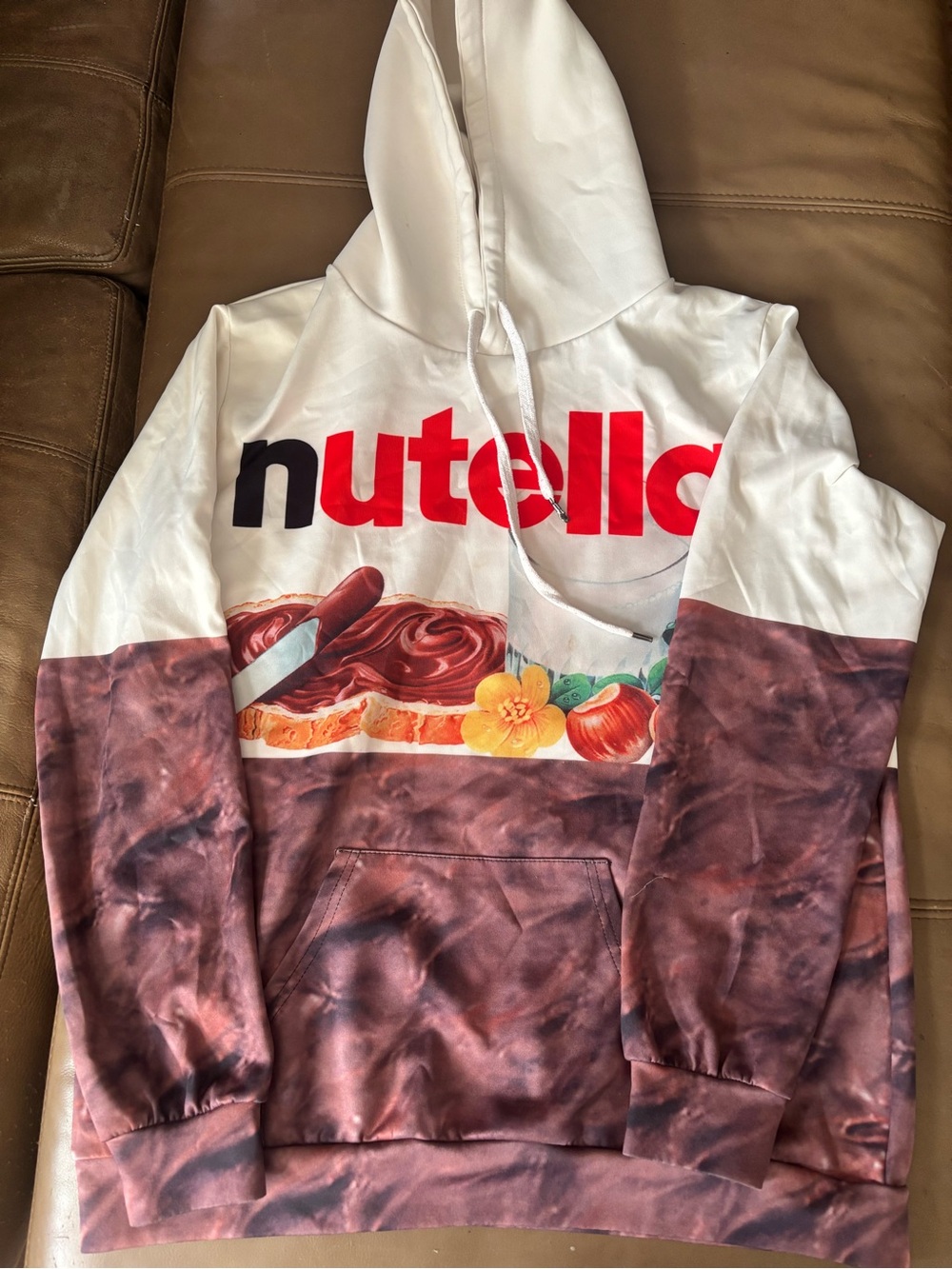 White & Brown Nutella Graphic Hoodie